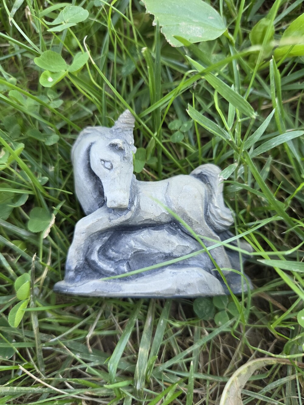 Vintage Handcrafted Ceramic Mini Unicorn Signed Mt. St. Helen Volcano Ash